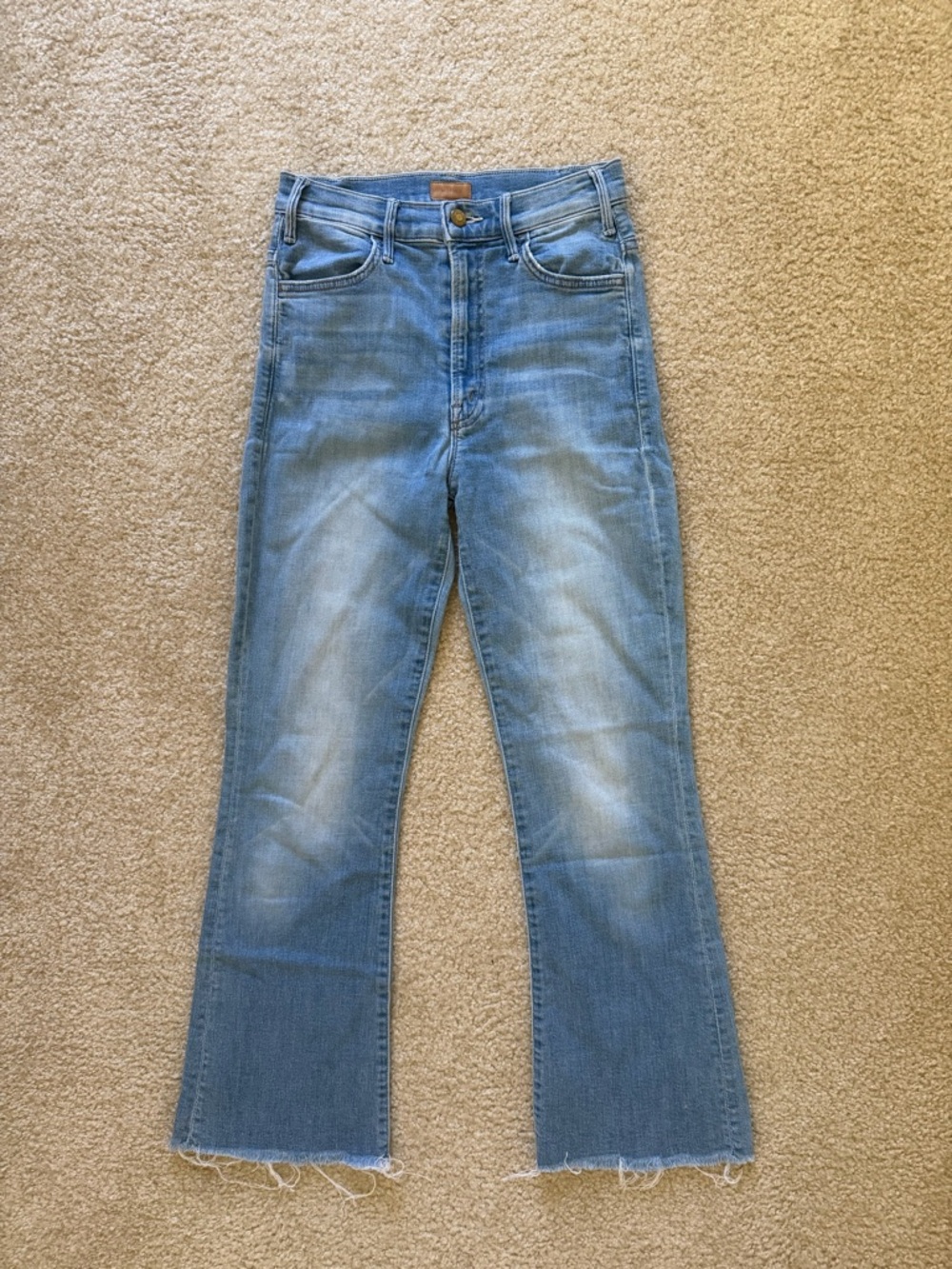 MOTHER The Hustler Ankle Fray Light Blue High-Rise Flare Jeans Size 25 - Picture 2 of 11